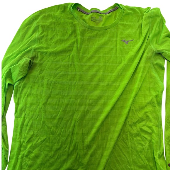 Mizuno Mens Long Sleeve Running Shirt XL Green Athletic Japan‎ Engineered - Picture 1 of 3